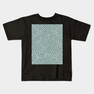Sea Green Dalmatian Print Mask Kids T-Shirt
